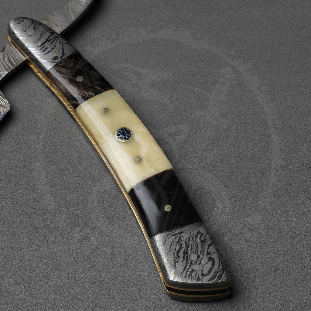 Low Price Stainless Steel Folding Razor Stainless Damascus Straight Shaving Razor With Buffalo Horn Handle Barber Straight Razor