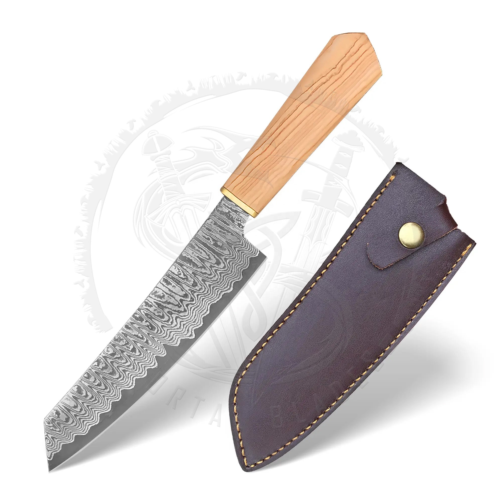 Premium Japanese VG10 Damascus Kitchen Knife with Olive Wood Handle Stainless Damascus Steel Chef Knife