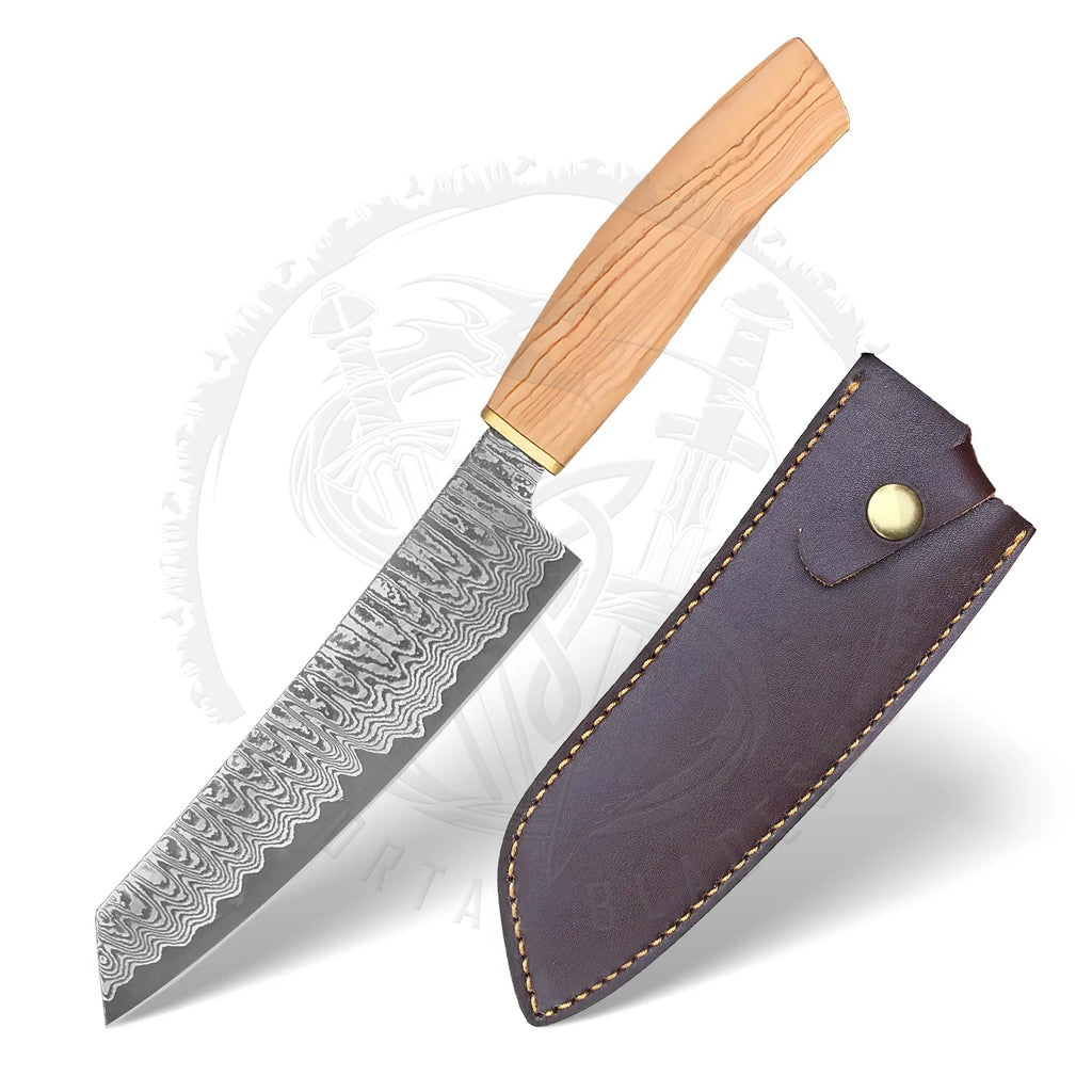 Premium Japanese VG10 Damascus Kitchen Knife with Olive Wood Handle Stainless Damascus Steel Chef Knife