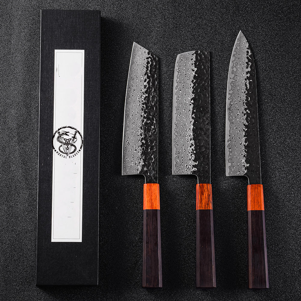 New Arrival Handmade High Carbon Steel Damascus Steel Kitchen Knife Set