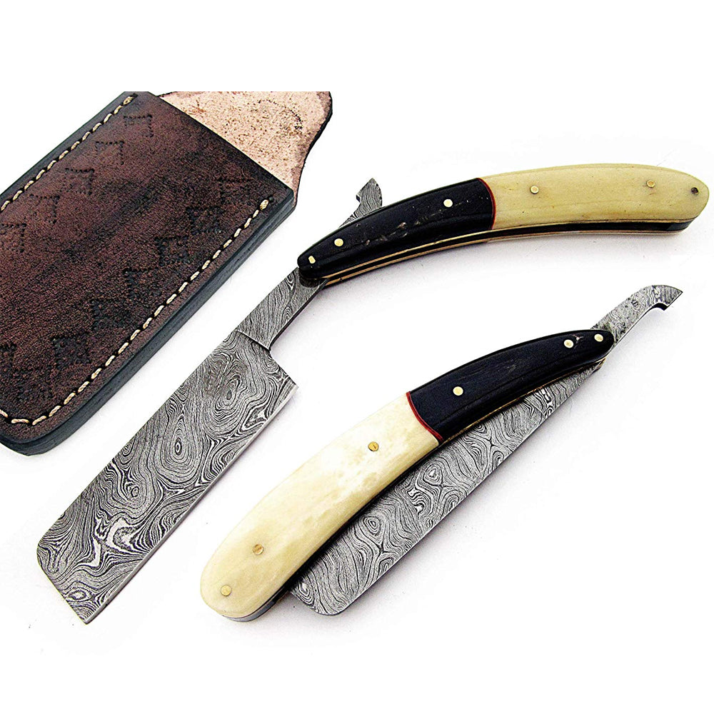 Hand Made Straight Razors Damascus Steel Blade Bone Handle Best Damascus Straight Razor