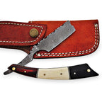 Custom Handmade Damascus Steel Shaving Razor Straight Razor Sharp Edge for Men's Father Day Gift With Leather Sheath