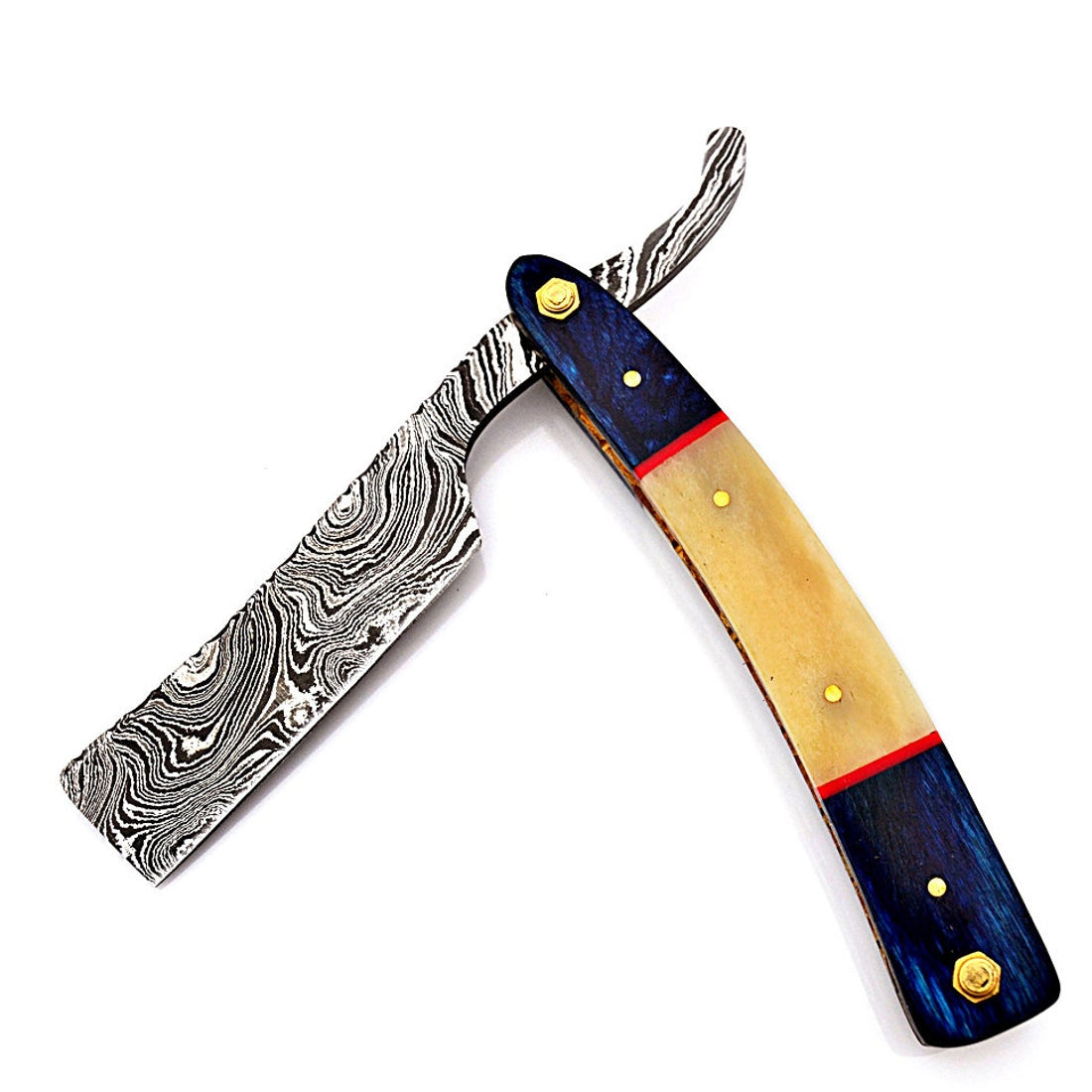 Custom Handmade Damascus Steel Shaving Razor Straight Razor Sharp Edge for Men's Father Day Gift With Leather Sheath